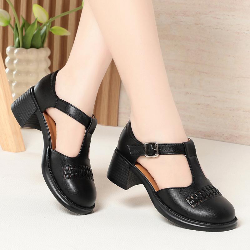 

Модные женские сандалии на лето, одинарная обувь с Т-образной застежкой, плетеные туфли-клетка из свиной кожи с открытым носком, римские туфли, элегантные и удобные 36