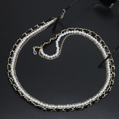 Catena per occhiali alla moda a 3 strati Catena per occhiali in metallo perlato veneziano