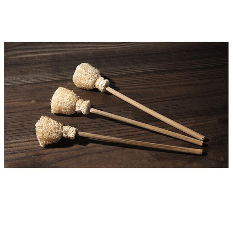 3PCS Hand-Made Loofah Loofah Pen Cleaner Cup Brush Teapot Brush Loofah Brush Kung Fu Tea Ceremony Parts