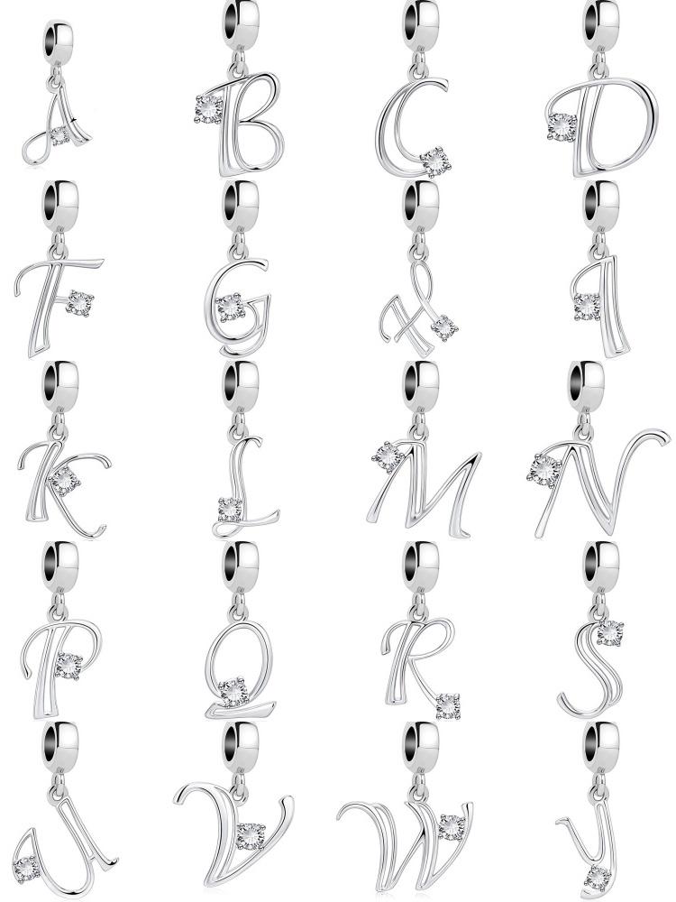 European Copper Letter A-Z Charm Bead, Suitable For Original Bracelet Pendant Diy Women'S High-End Jewelry