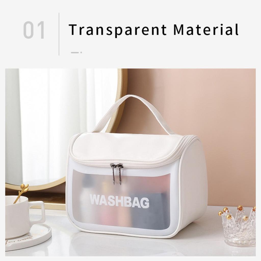 Large Capacity Toiletry Storage Bag Transparent Makeup Pouch for Travel Cosmetics Storage, Portable Handheld Toiletry Bag.