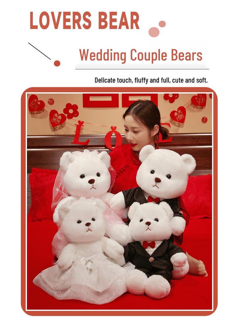 Wedding Teddy Bear Bridal Bed Doll - Interactive Throwing Scene Doll