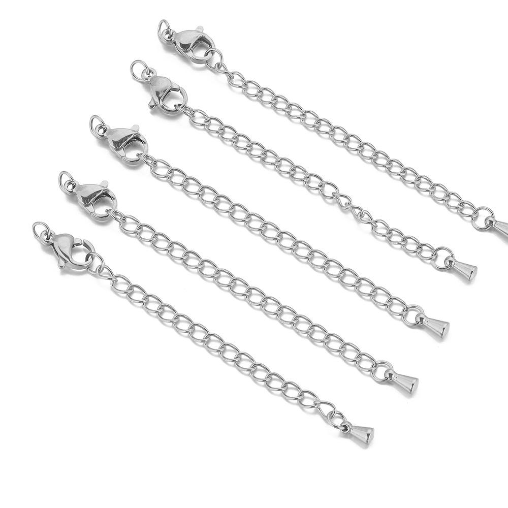 Stainless Steel & Titanium Necklace Extension with Lobster Clasp & Beaded Tail - DIY Accessory Set