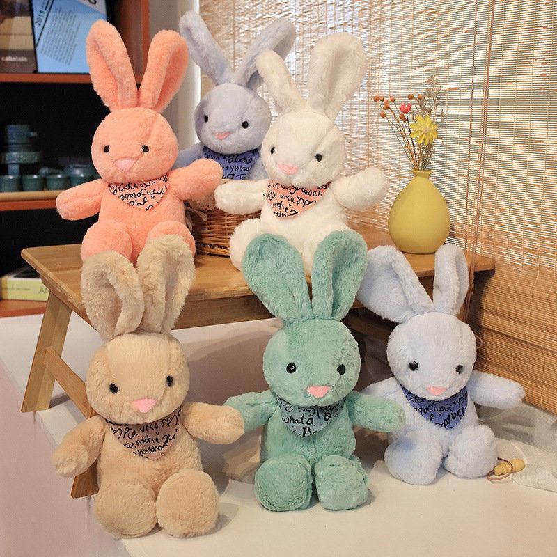 Colorful Rabbit Scarf Plush Toy Cute Cartoon Kid Companion Birthday Gift Doll