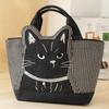 Large Capacity Top-Handle Tutoring Bag Cartoon Canvas School Bag Cat Tote Handbags  Students