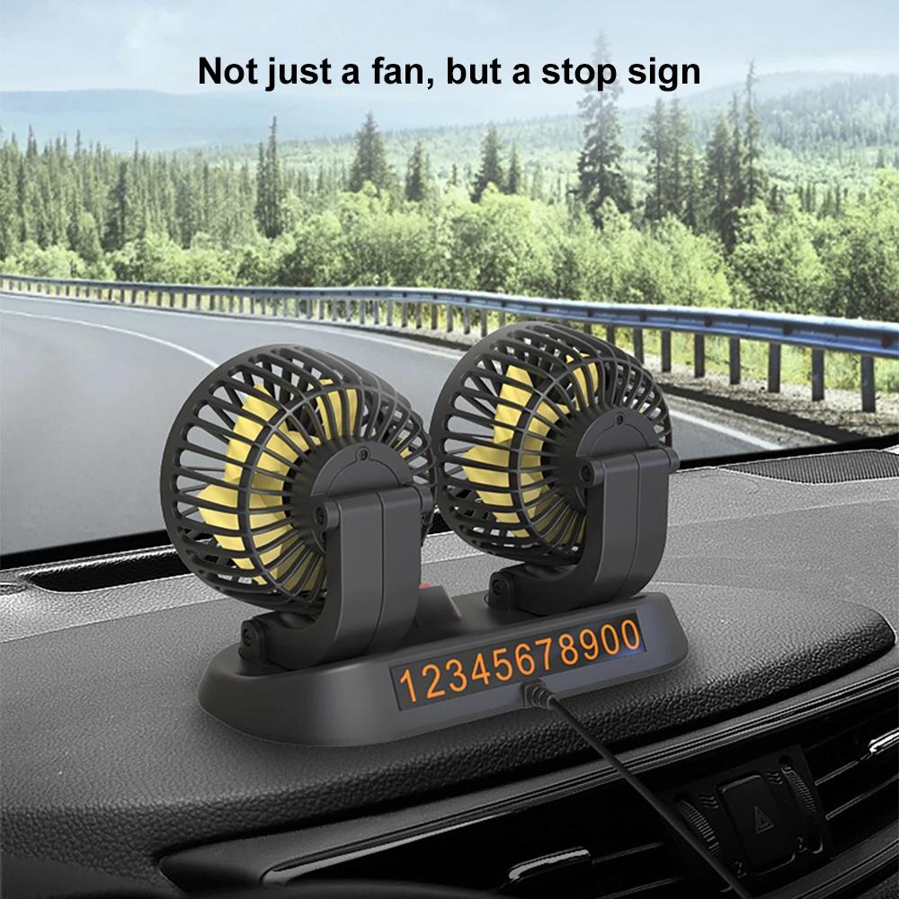 5V 12V 24V Car Fan Cooling Car Fan Dual Head Usb Car Fan 2 Speeds Adjustable Auto Cooler Air Fan Car Accessories Wind Regulation