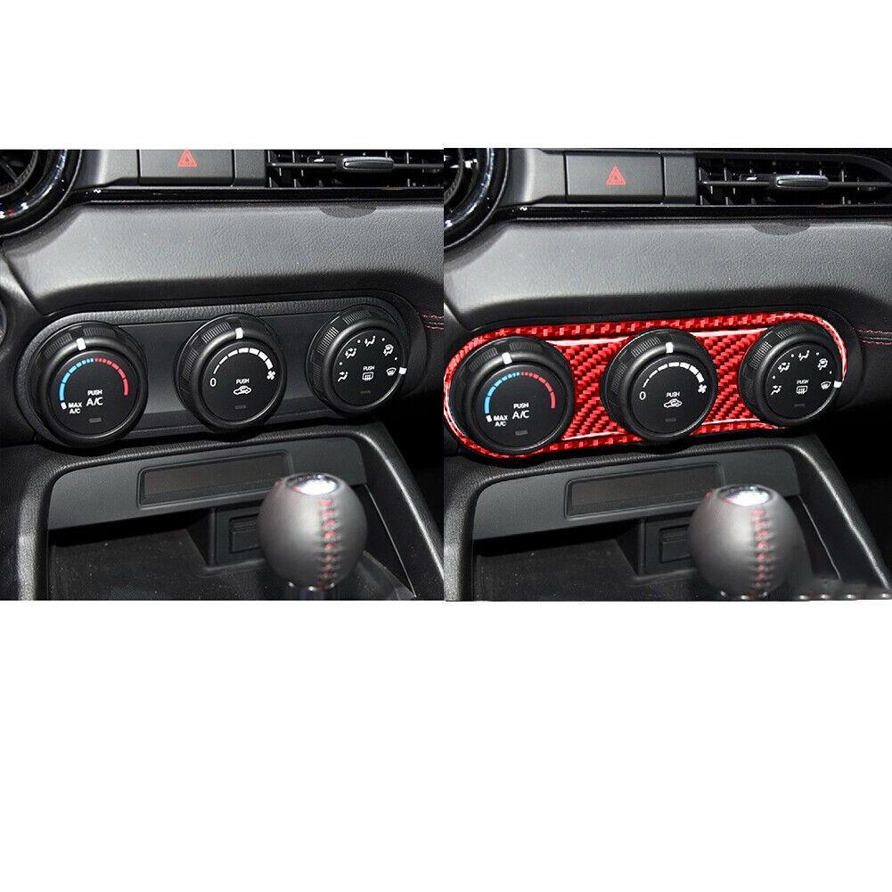 3pcs For Mazda MX-5 2016-21 red Carbon Fiber Climate Console Interior Trim