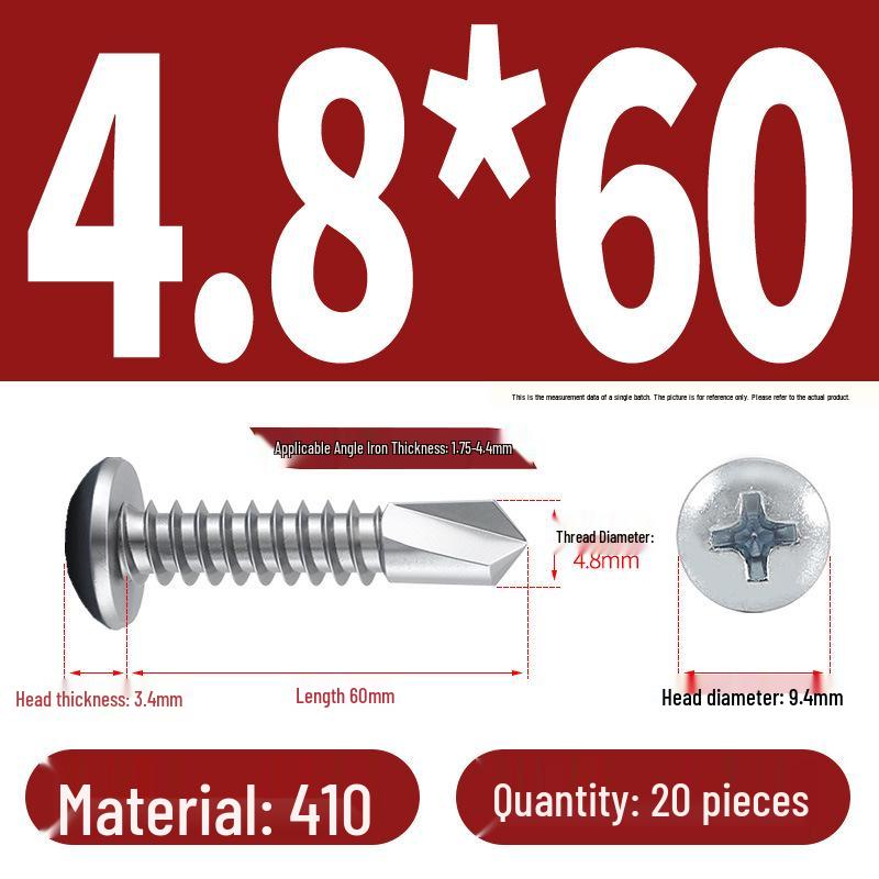 Stainless Steel 304 Phillips Round Head Self-Drilling & Tapping Screws, M3.9/M4.8/M5.5 Swallowtail Bolts
