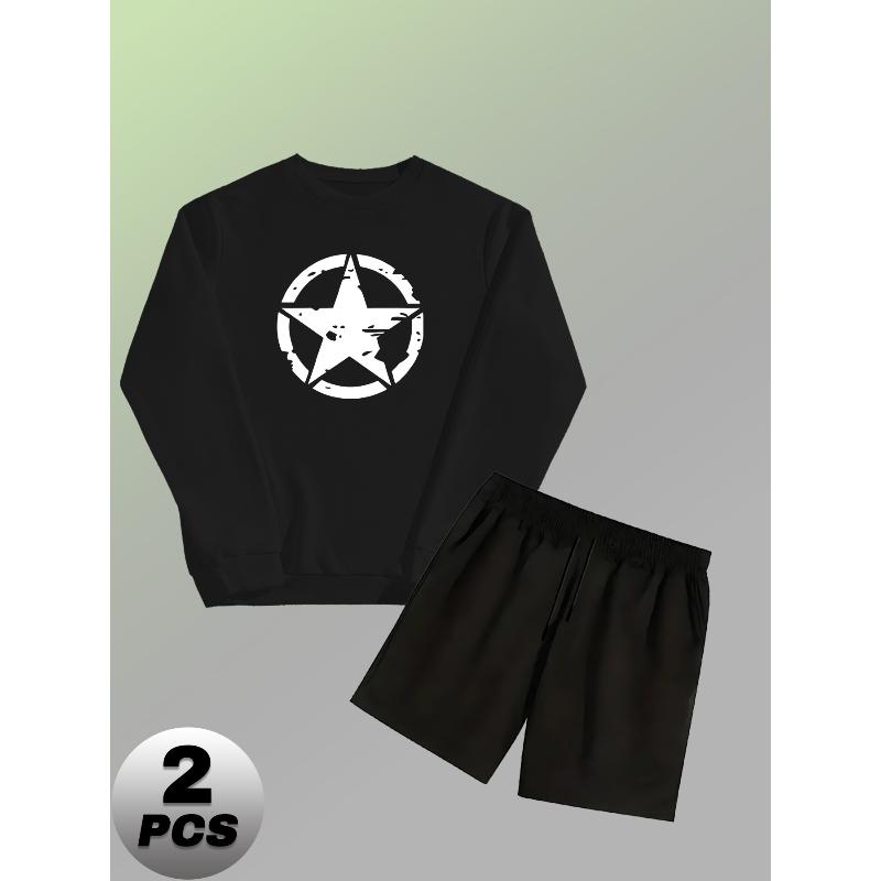 Men s 2 Piece Casual Outfit Crew Neck Pullover Sweatshirt S