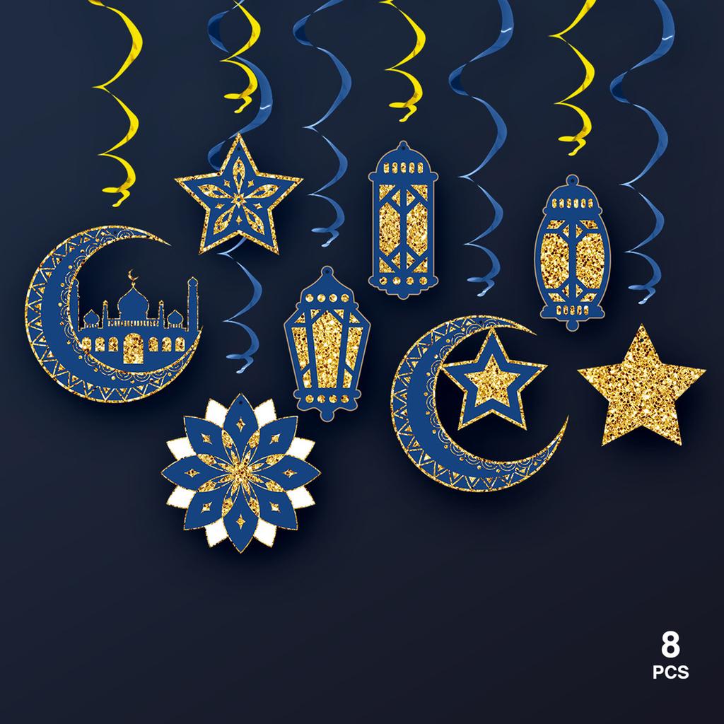 Eid Mubarak Hängender Schmuck Funkelnde Wirbel Decken Dekoration für Ramadan Hochzeit Geburtstag Marokkanische Themenpartys