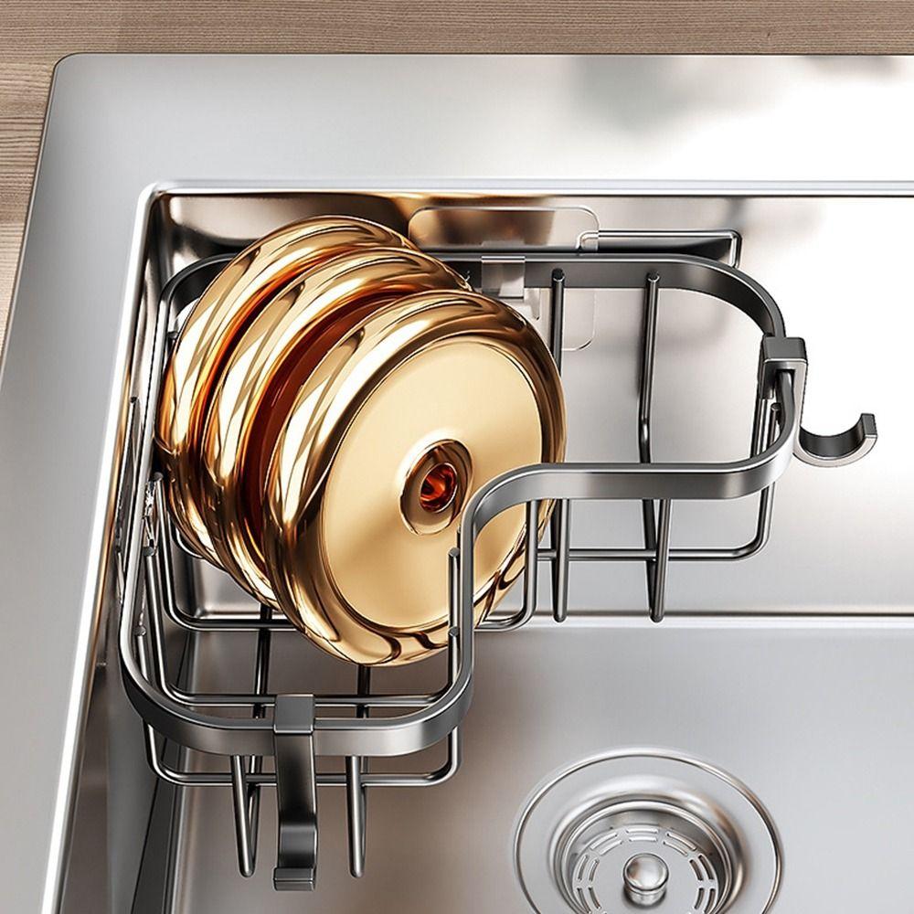 Edelstahl Spülbecken Ablagegestell Kein Bohren Dreieckiges Abflussgestell Drahtkugel