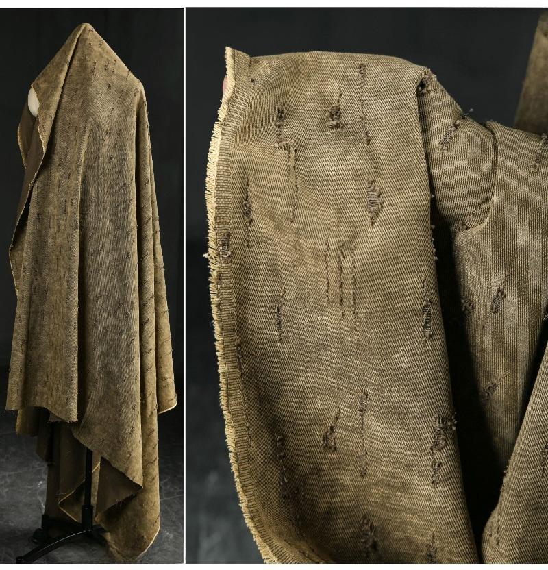 50x145cm Distressed Linen Cotton Fabric Heavy Washed Subtle Textured Material for Trench Coat Dress Clothing Designer Fabric