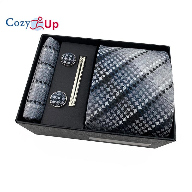 Cozy Up Set 6 piese Cravată pentru bărbați Paisley, inclusiv cravată pătrată eșarfă manșetă agrafă cutie cadou