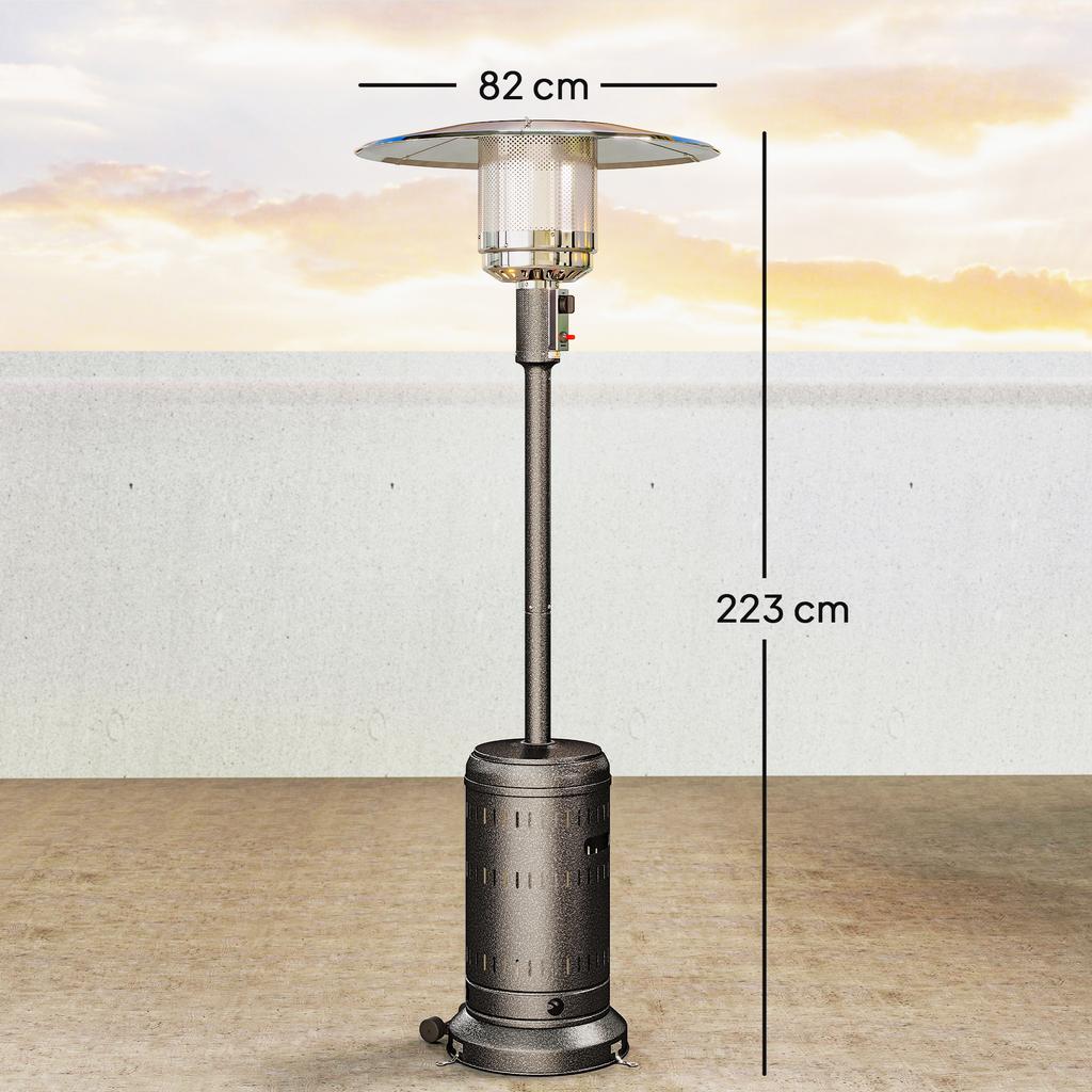 Outdoor Heater with Automatic Shut-off and Wheels, 82x82x223 Cm, Dark Brown