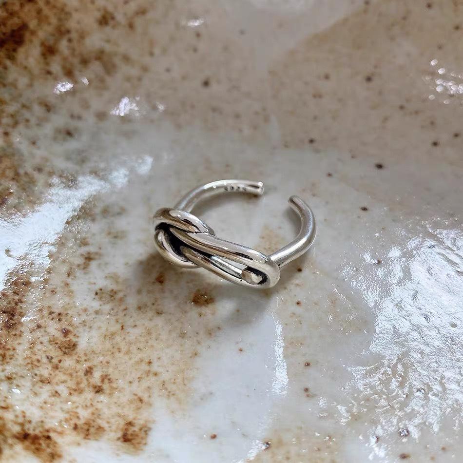 S925 Sterling Silver Heart & Chain Geometric Index Finger Ring Set