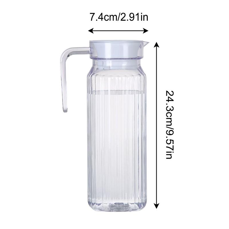 Cold Water Bottle Acrylic Transparent Juice Bottle Ice Cold Juice Jug with Lid Shatterproof for Bar Home Restaurant Coffee Shop