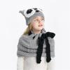 Autumn and winter children's hats, owls, scarves, two-piece sets, warm neck protectors, animal crochet wool hats