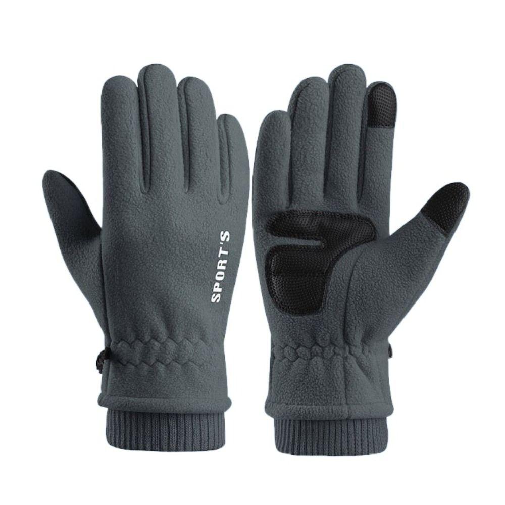 

Windproof Fleece Gloves Korean Style Cycling Mittens Fashion Winter Warm Gloves Autumn Grey-Women