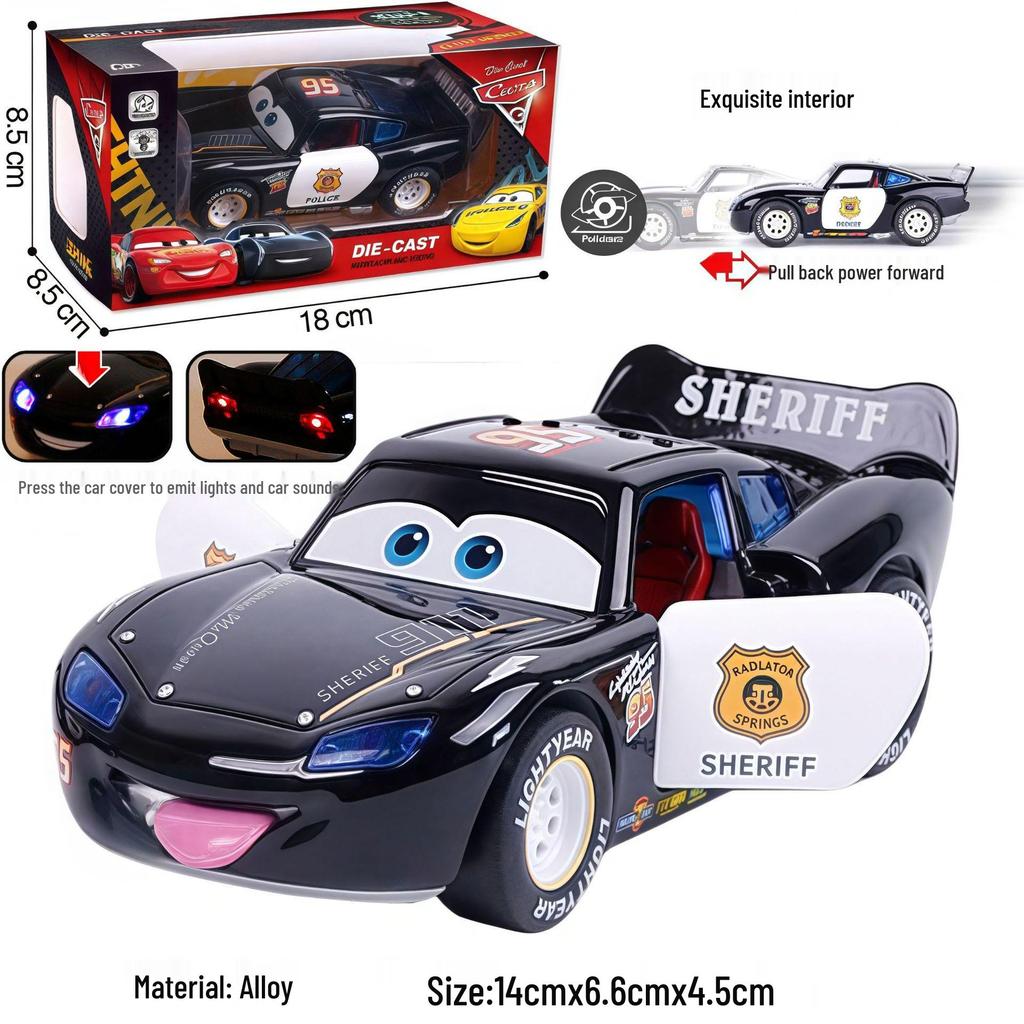 3D Lights & Music Lightning McQueen Pull-Back Alloy Toy Car - Third Generation