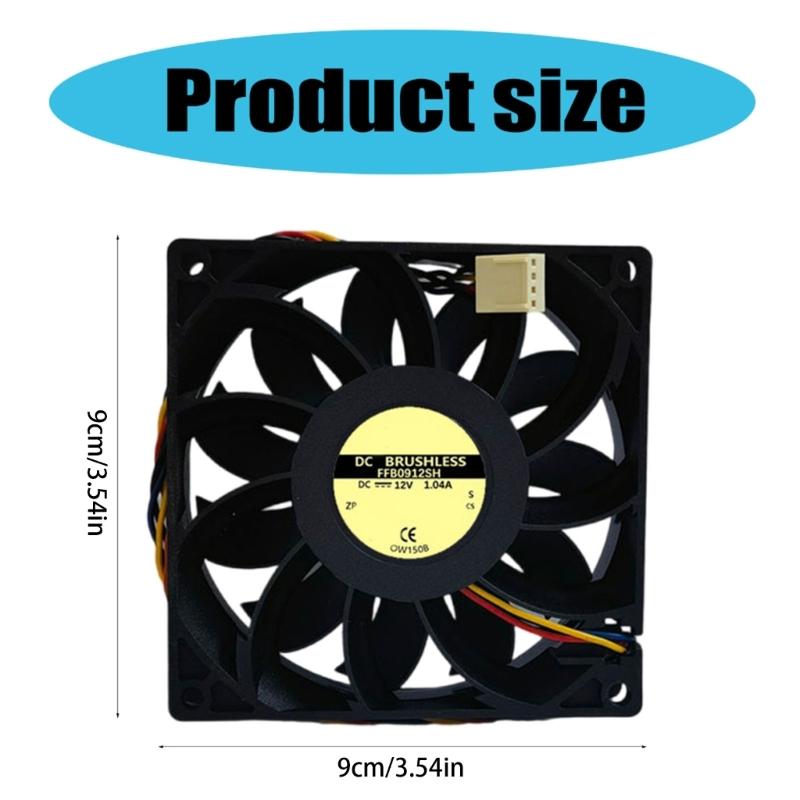 FFB0912SH 92x92x25mm DC12V 1.04A 4100RPM Cooling Fan, Low Noise High Airflow for Electronic Devices