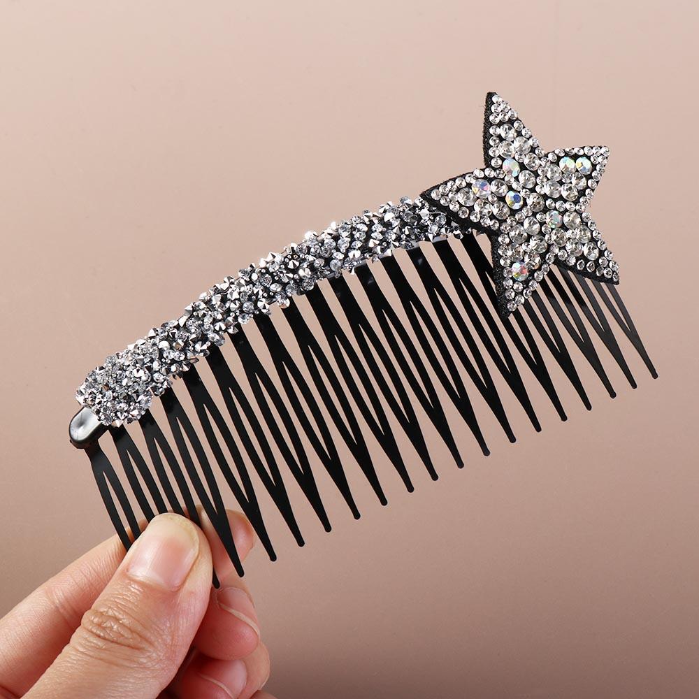 Acrylic Invisible Extra Hair Holder Teeth Broken Hair Comb Cute Rhinestone Star Hair Comb  Children