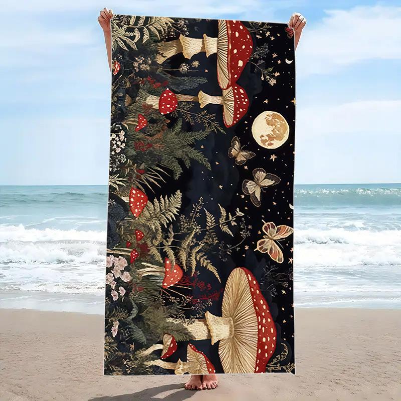 Butterfly Moon Sun Art Print Beach Towel, Large Soft Quick Dry Towel for Beach Camping Swimming