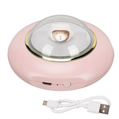 Elektryczny podgrzewacz do rąk USB, ładowalny, 2 poziomy szybkiego ogrzewania, 4000 mAh, LEDowe światło nocne, uroczy kosmonauta, podgrzewacz do rąk, różowy