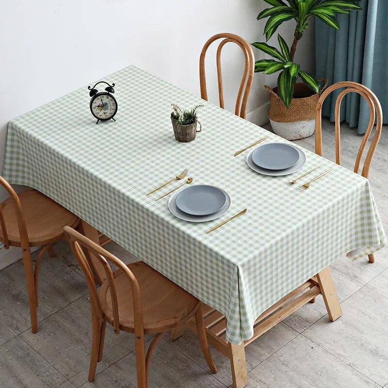 Table Cloth Waterproof Solid Color Dining Tablecloth Rectangular PVC Oil Resistant Mat Home Decoration Easy To Clean Table Cover