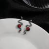 Exquisite  Snake Shape Earrings For Women Shining Red Zircon Earrings Personalized Temperament Jewelry Accessories