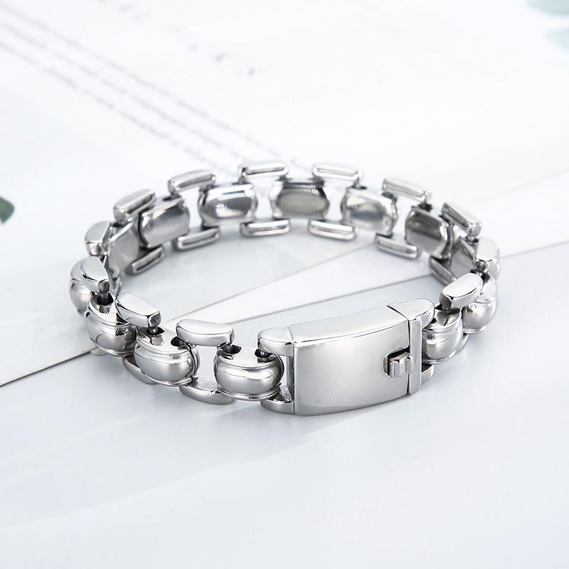 Punk Polished Stainless Steel Men's Geometric Bracelet – Fade Resistant
