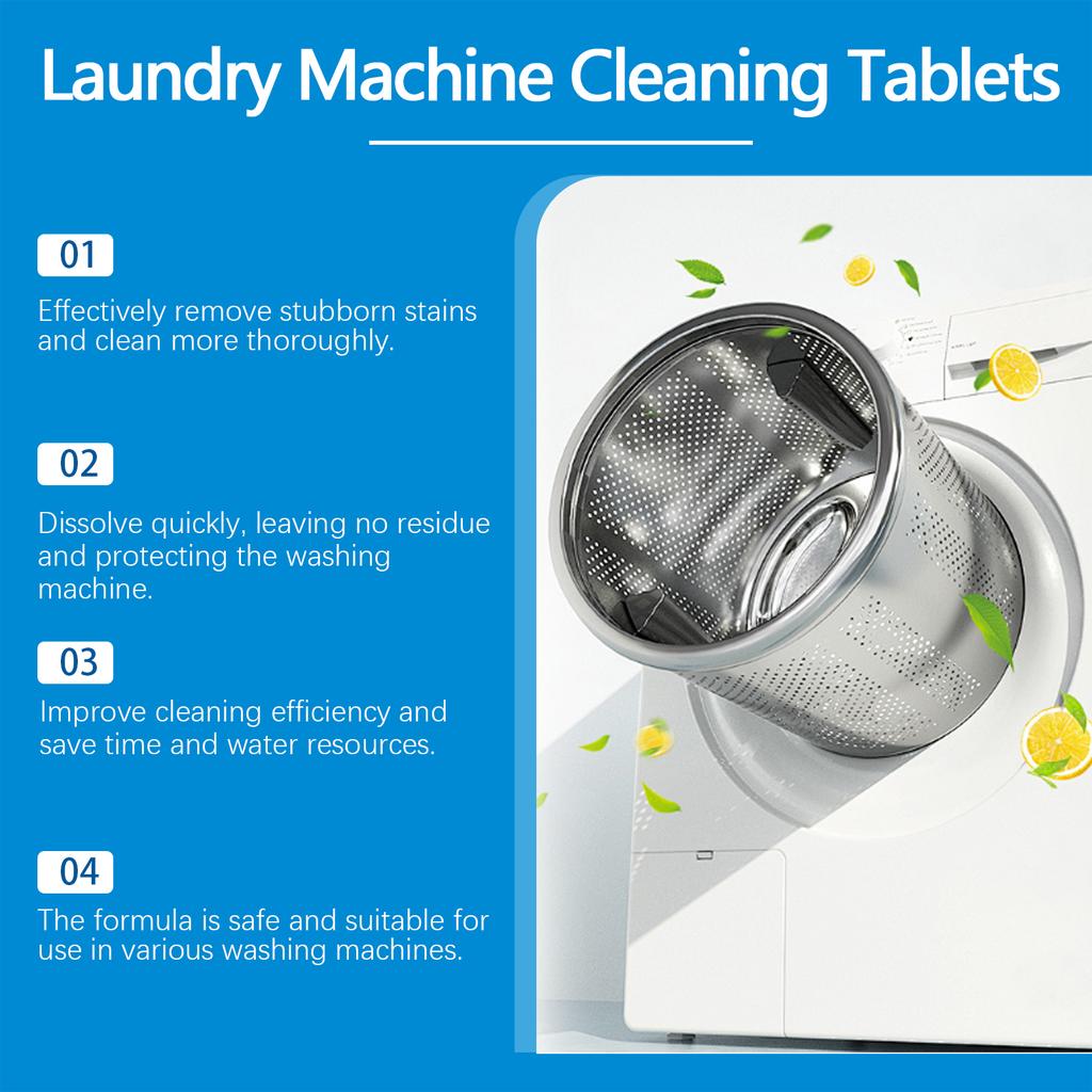 Washing Machine Cleaner Tablets – Deep Cleaning Effervescent Tablets for Drum, Limescale, Dirt & Odor Removal