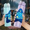 1PC Starry Blue Star Pattern 750ml Color Plastic Sports Water Bottle Leakproof Flip Straw Lid Suitable for Sports Office Home Use