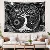 1pc Tree of Life tapestry wall hanging, sun, moon, stars black and white tapestry, Milky Way wall tapestry