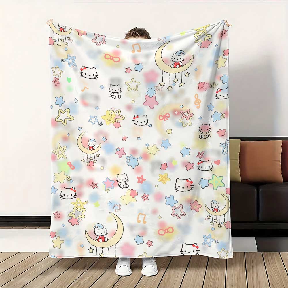 Kawaii Hellos Cat Fluffy Soft Blankets for Bed Home Blanket Custom Bedroom Decoration Bedspread the Sofa Throw Warm Winter Knee