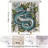 Turquoise Snake Shower Curtain - Realistic Design, Green Leaves & White Flowers, Exotic Bathroom Decor, Polyester