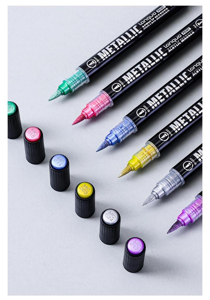 48-Color Blue Fruit Metallic Acrylic Marker Pen Set for Student Art and Drawing