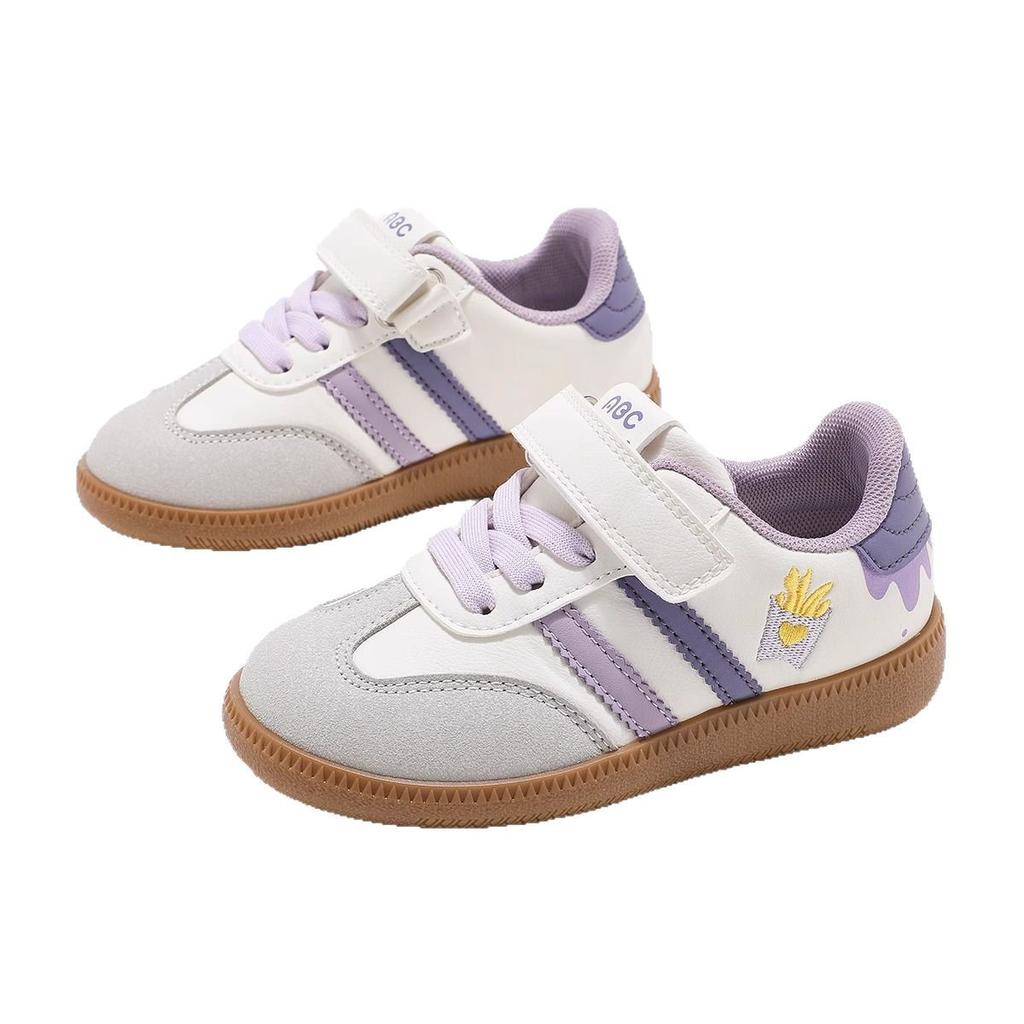 Girls' Sports Shoes 2025 New Spring and Autumn Soft-soled Velcro Casual Moral Training Shoes Medium and Older Children's Embroidered Board Shoes Low-t