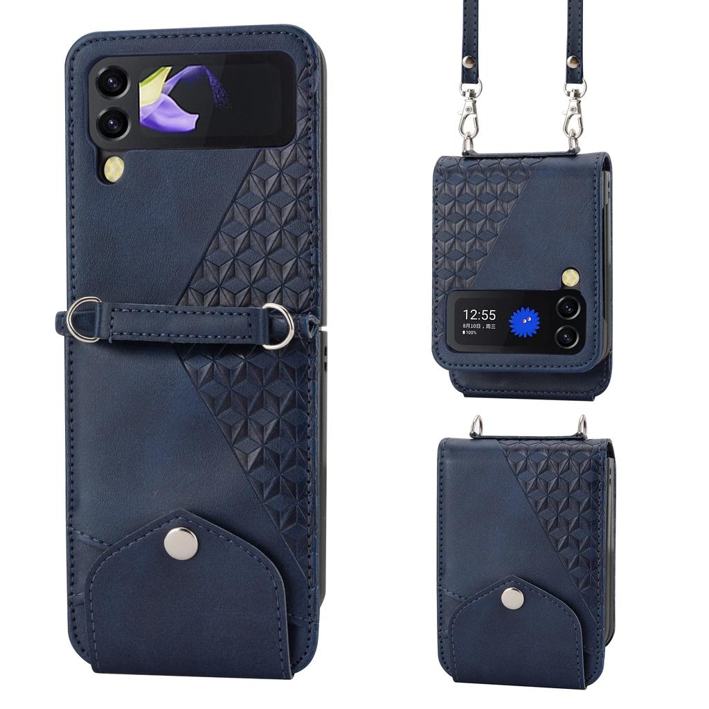 Lanyard Cards Slot Wallet Leather Case for Samsung Galaxy Z Flip 6 5 4 3 Flip3 5G Anti-Scratch Flip4 Shockproof Crossbody Cover
