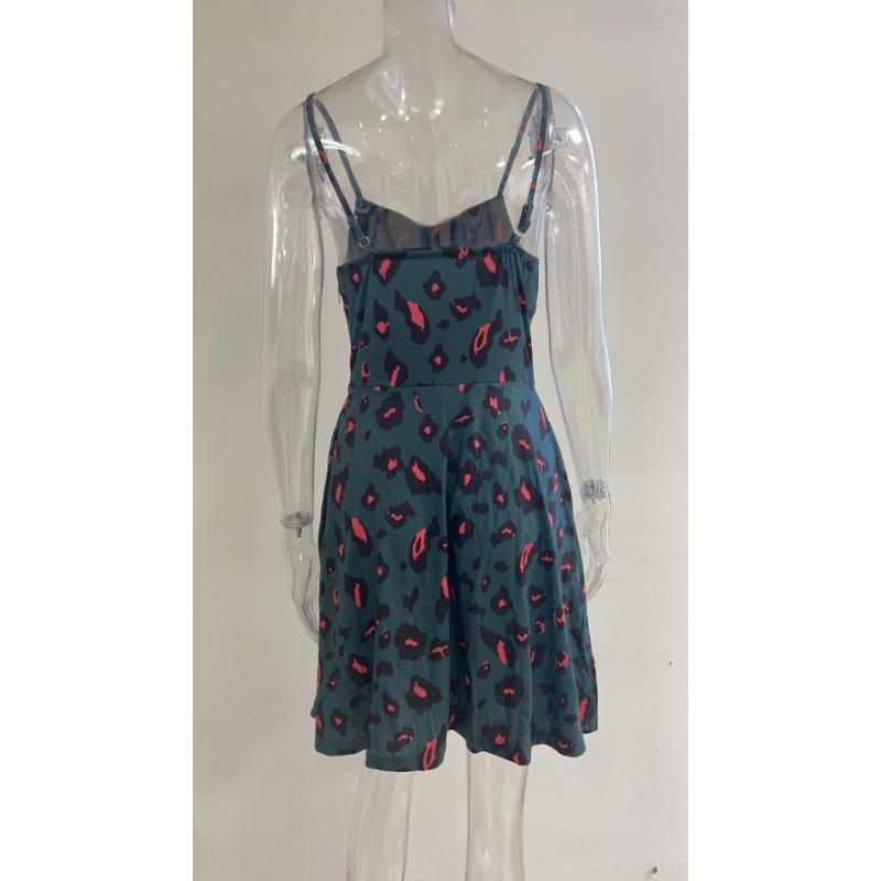 GMXIA Rochie sexy cu halter, primăvară și vară, mărime mare, imprimată cu imprimeu floral, fustă scurtă medie