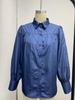 Women's Long Sleeve Ruched Stand Collar Lantern Sleeve Shirt