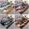 Herd of Running Horses In Desert Valley Area Rug, Mountain Sky Landscape Non Slip Floor Carpet