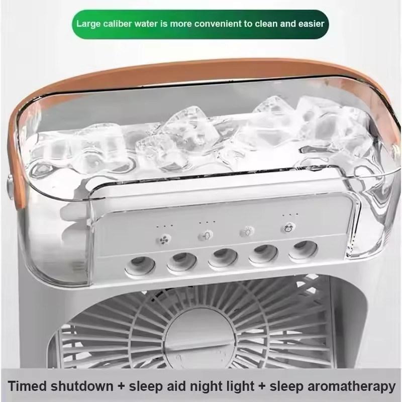 Ventilator umidificator portabil Aparate de aer conditionat Ventilator electric USB Lumina de noapte LED Apa Ceata Distracție Răcitor de aer 3 în 1 Umidificare pentru casă