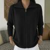 2026 European & American Zipper Knit Cardigan: Women's Autumn/Winter Casual Solid Color Fashion Sweater Outerwear