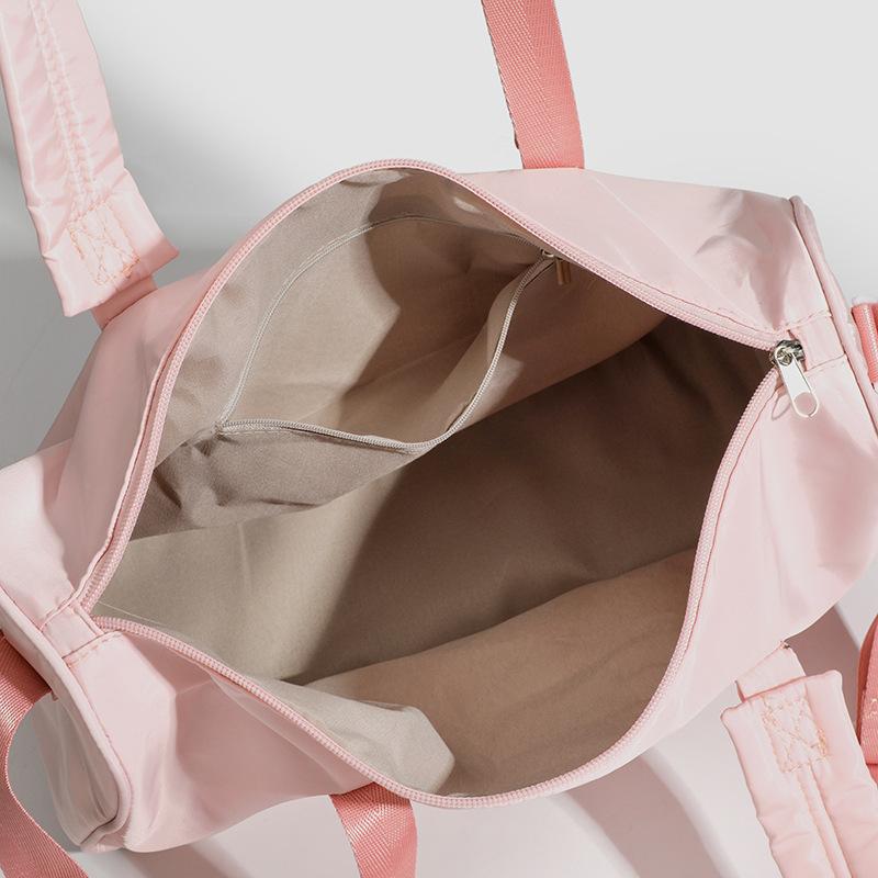 Casual Pink Nylon Waterproof Women Tote Bags Carry On Travel Bags Gym Yoga Bag for Sports Large Capacity Storage Luggage Handbag