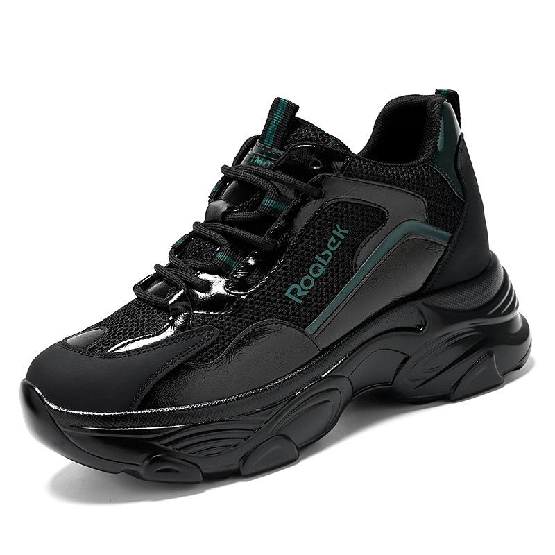 

Мода Новые модные кроссовки на платформе для женщин 2024 Лето Черные повседневные массивные кроссовки Женские сетчатые кожаные туфли на платформе 8 см 40