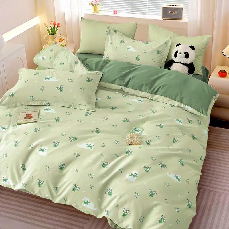 Four-piece Cartoon Single-piece Bedding Dormitory Bed Sheet Quilt Cover Ins Quilt Cover Three-piece Set Spring