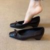 Scarpe da Donna Comode a Tacco Basso, Slip-On con Nodo Piatto, Intrecciate, Versatili, Punta Quadrata, Tacco Chunky, Scarpe da Pendolari Primavera Autunno
