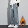 Men's Retro Straight-Leg Jeans - Thickened Velvet, Casual, Loose Fit for Autumn/Winter