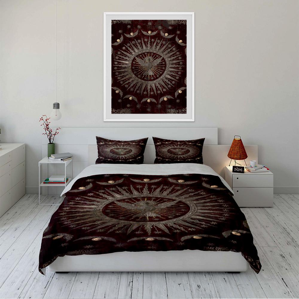 Eagle and Radiant Sun Red Bedding Set Bedding set (1 duvet cover, 2 pillowcases, duvet not included)