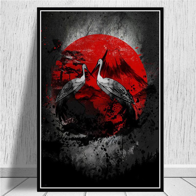 Bonsa Bushido Samurai Kanji Tinte Japanische Ninja Poster und Drucke Wandkunst Leinwand Bilder Malerei Ästhetische Raumdekoration Obrazy